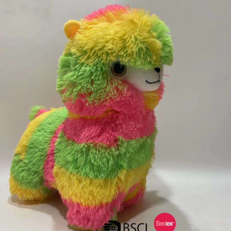 Artículo vendedor caliente nuevo animal colorido juguete de peluche de alpaca