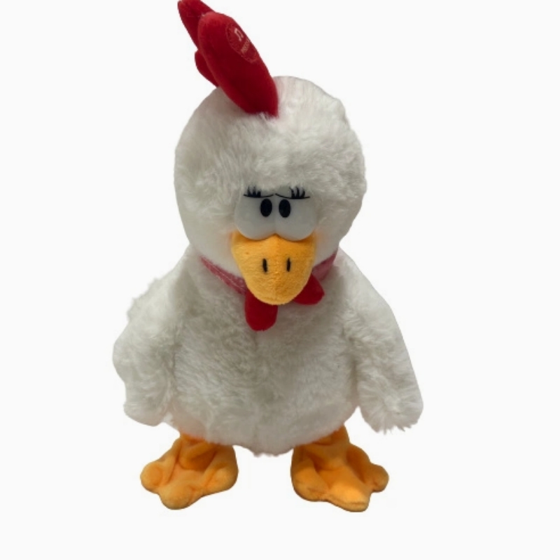 Nuevo juguete de peluche de gallina blanca que canta y baila