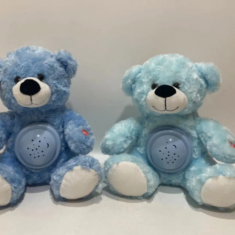 2 clrs iluminación y música suave y proyector rosa de peluche oso azul