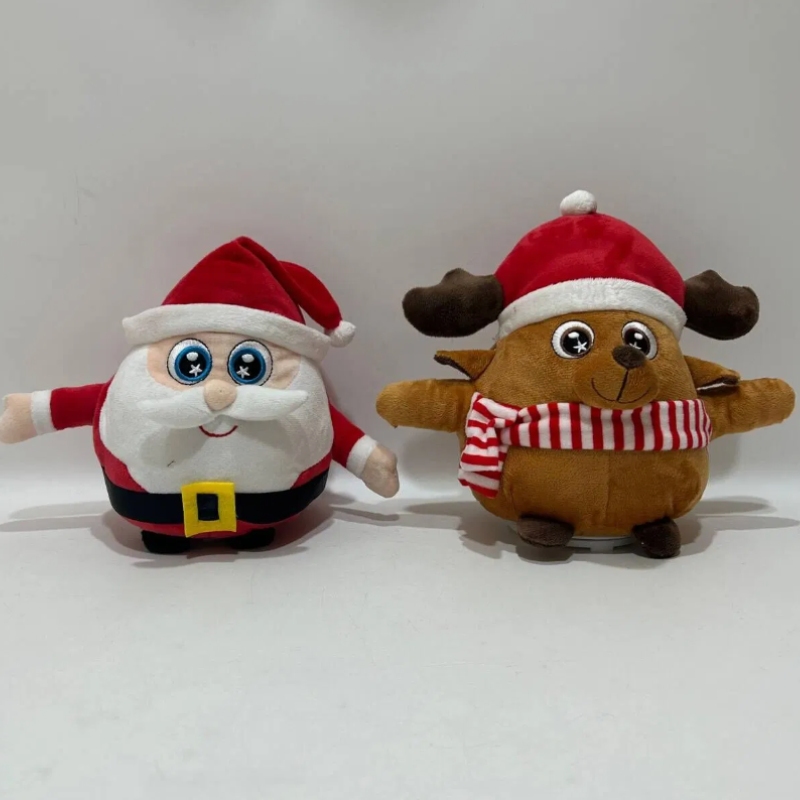 Relleno de peluche de Papá Noel y reno.